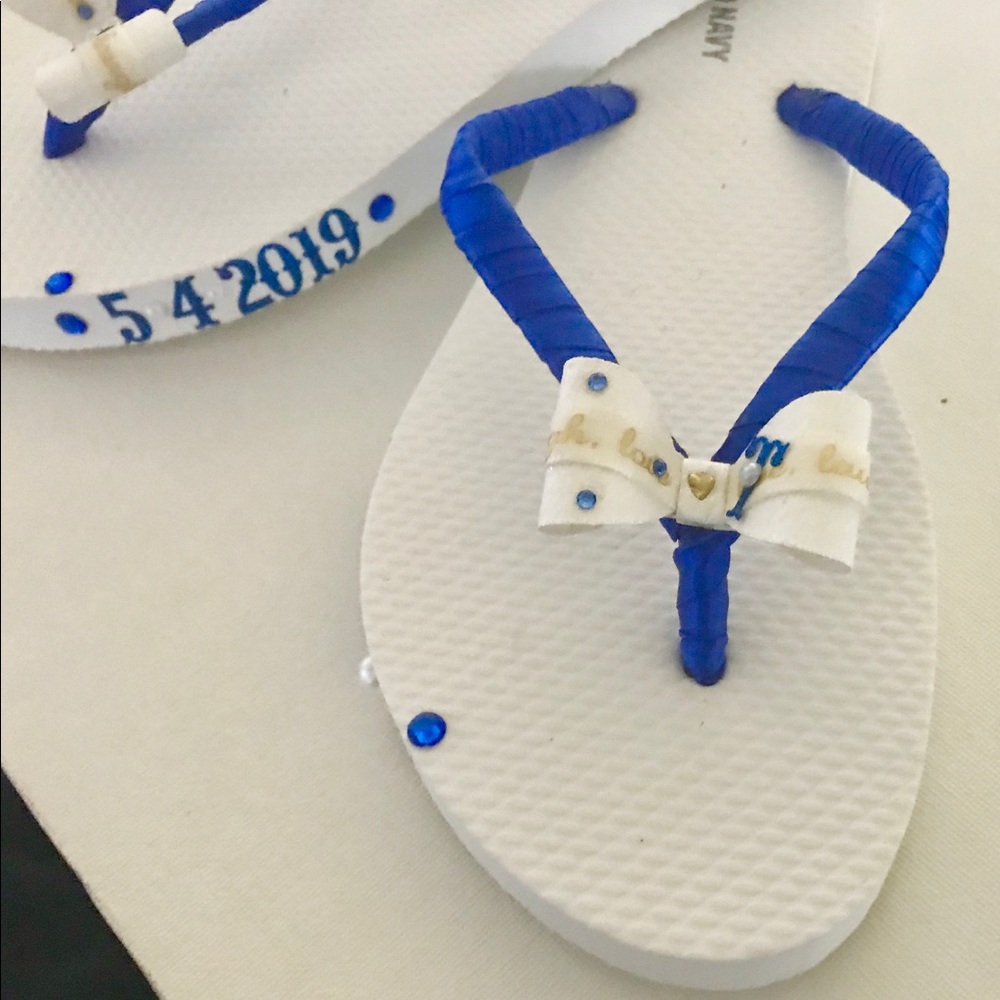 Custom bridal flip flops for Melissa
